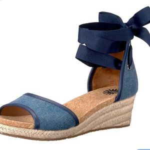 Ugg Amell  Espadrilles Sandals Ankle Tie Blue Denim